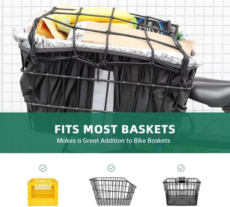 diatomiteco 2 Pack Bike Cargo Net for Bike Tote and Basket, Cargo Netting for Bike Storage, 15.7” x 15.7”, Expandable Bungee Net with 6 Hooks, Bicycle Accessories, Black Color - Image 5